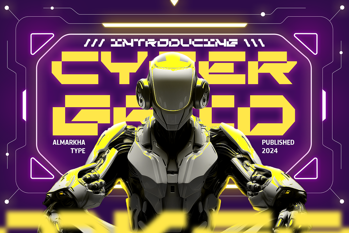 Cyber Grid - Cyber Crypto Font, a Sans Serif Font by Almarkhatype (Photo 1 of 15)
