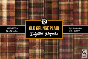 Old Grunge Plaid Seamless Pattern