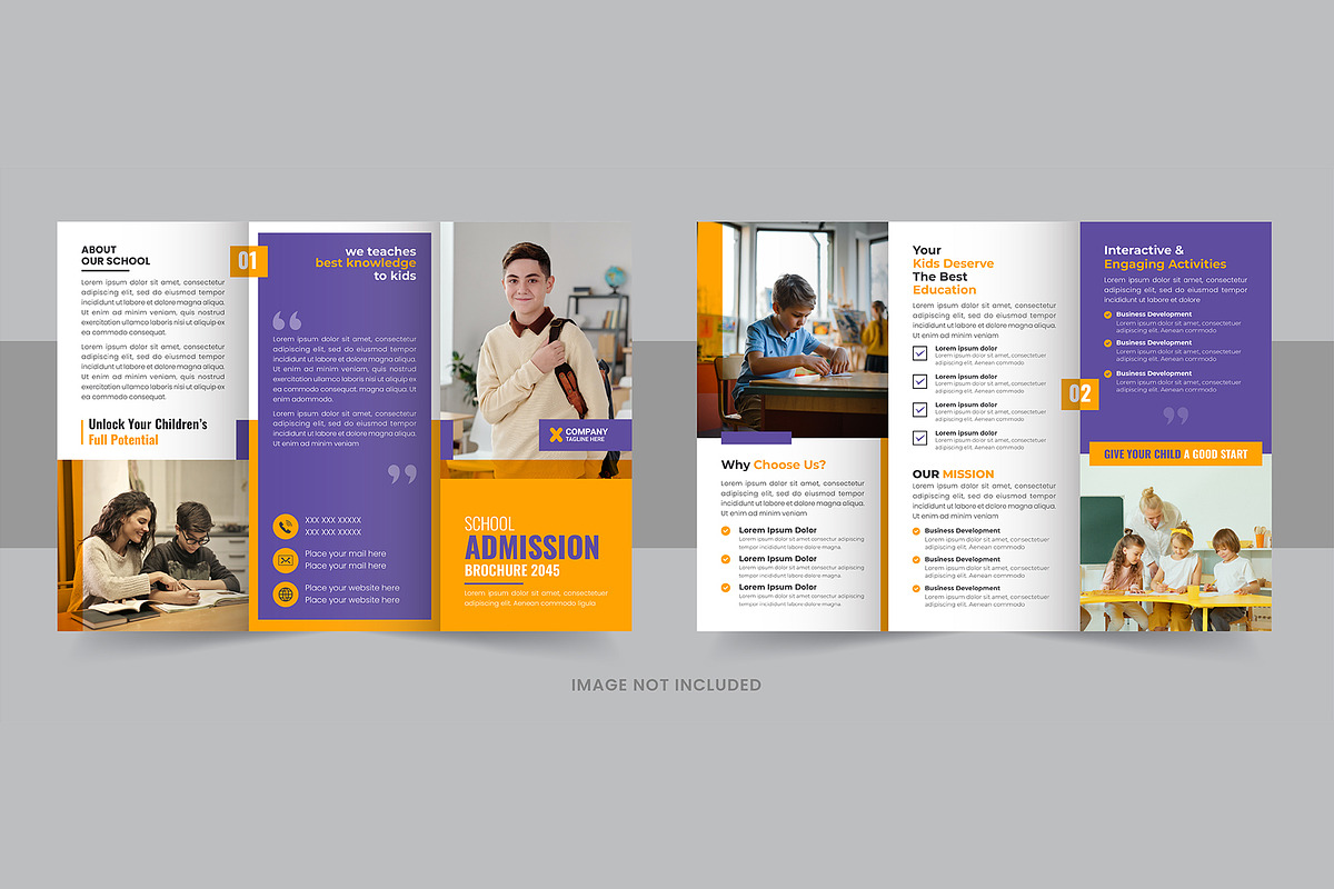 School Admission Trifold Brochure, a Brochure Template by Pavel_design