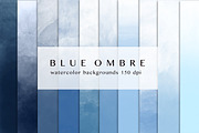 Blue ombre watercolor, a Texture Graphic by GraphicRain (Thumbnail 1 of 7)