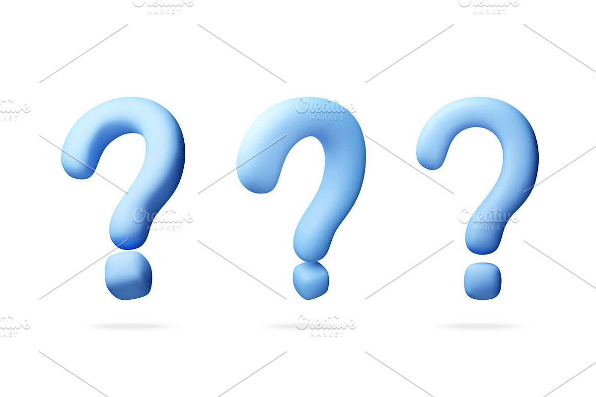 Three light blue question marks in, an Object Illustration by Abscent