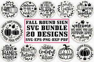 Fall Round Door hanger SVG Bundle