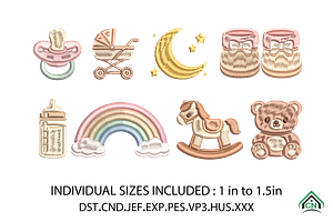 Baby Mini Embroidery Design Bundle, an Illustration by Craft Nest