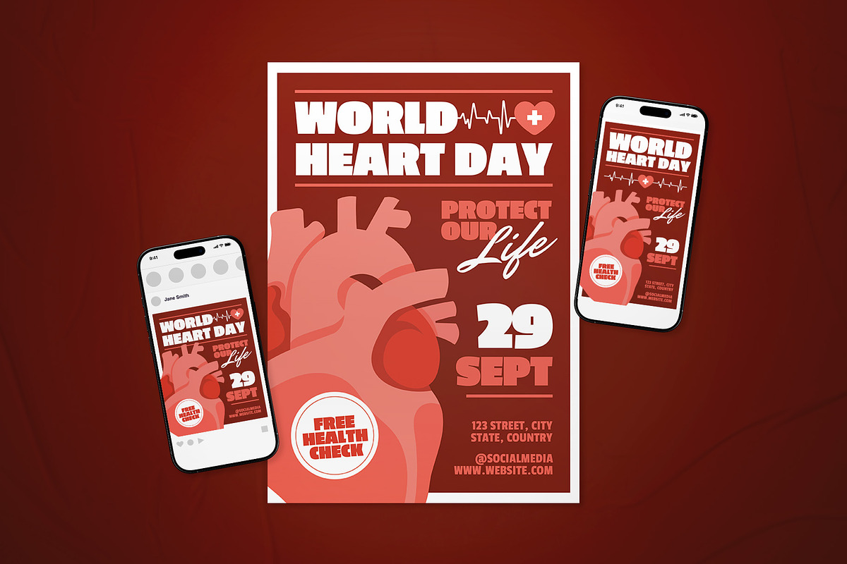 World Heart Day Event Flyer Set, a Flyer Template by The Good Store (Photo 1 of 2)