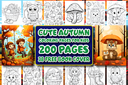 200 Cute Autumn Coloring Pages, a Seasonal Illustration by Coco Bloom (Thumbnail 1 of 9)