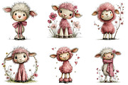 Whimsical Pink Easter Lamb Clipart, an Illustration by CraftArtStudio (Thumbnail 5 of 6)