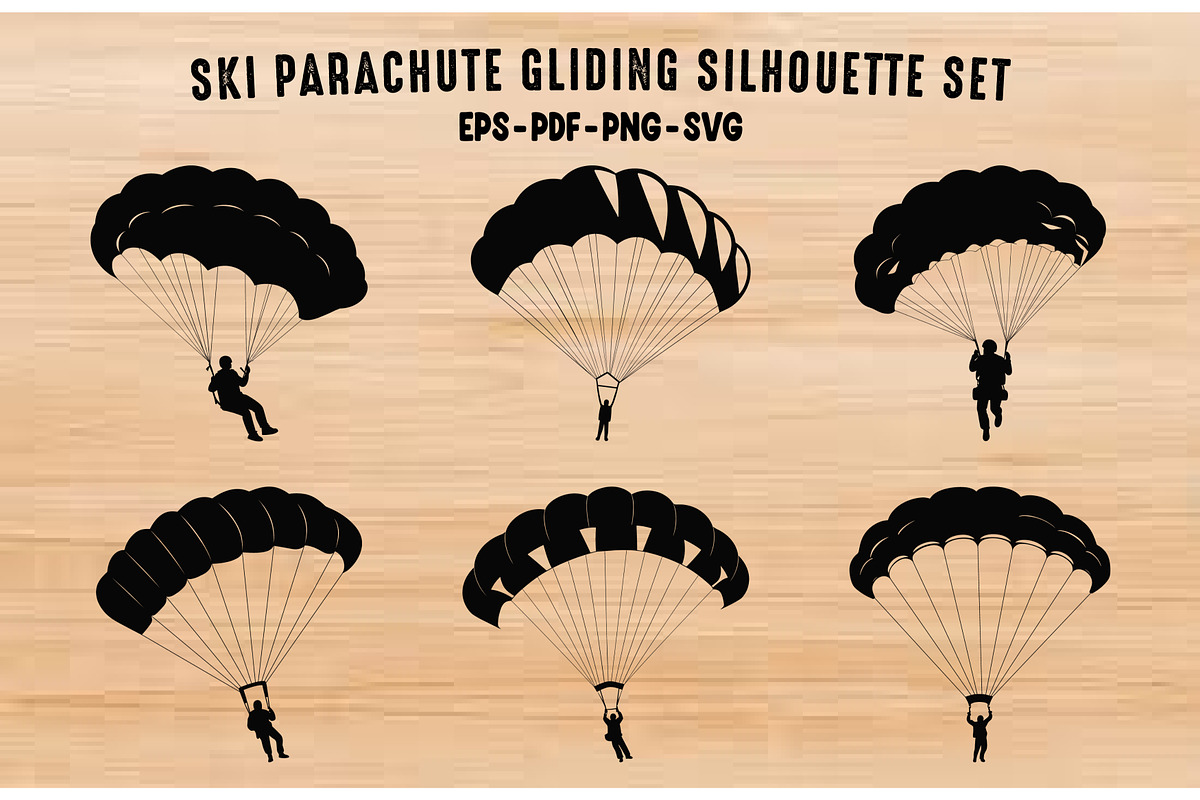 Ski Parachute Gliding Silhouette Set, a Person Illustration by Gfx Expert Team (Photo 1 of 3)