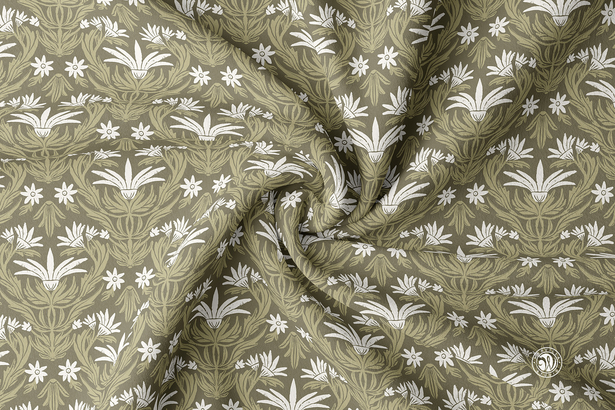 Floral Motif Greenish Pattern, a Wallpaper Graphic by Bloomart Studio (Photo 4 of 7)