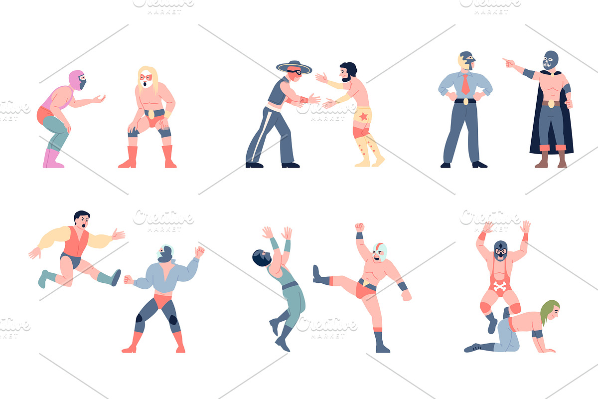 Luchadores characters. Mexican, a Sport Illustration by LadadikArt
