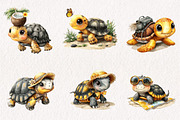 Quirky Funny Summer Turtle Clipart, an Animal Illustration by CreationArt (Thumbnail 2 of 7)