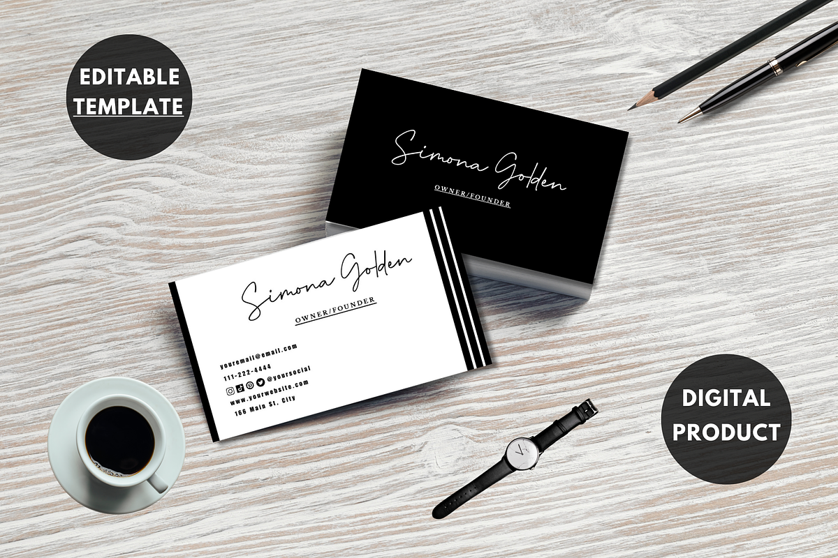 Minimalist Business Card Template, a Business Card Template by SimoDigitalArt (Photo 1 of 11)