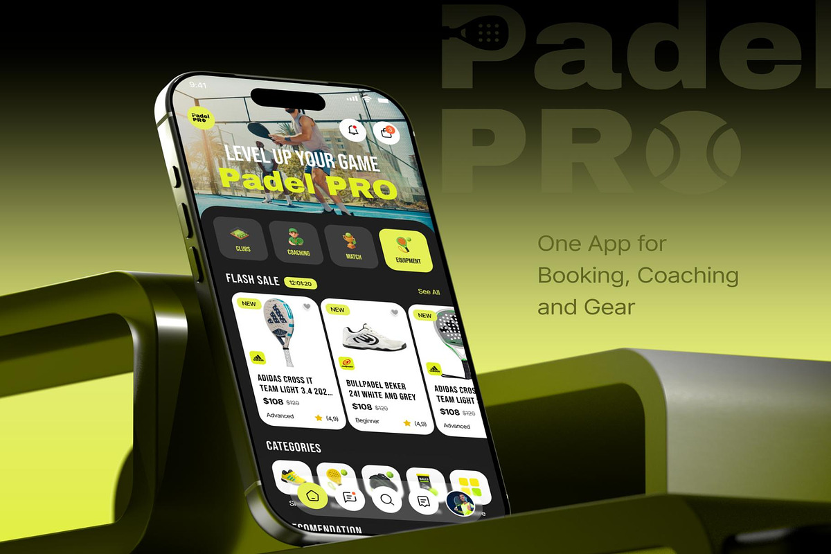 Padel Booking & Shopping App UI Kit, an UI Kit Template by Creative Perspective (Photo 5 of 6)