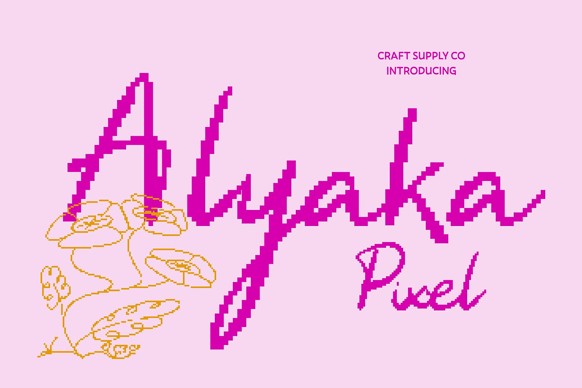 CS Alyaka Pixel, a Script Font by Craft Supply Co. (Photo 1 of 8)