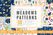 Meadow 100 floral seamless patterns, a Pattern Graphic by DariSmartArt (Thumbnail 1 of 33)