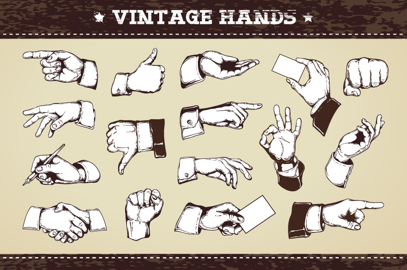 Vintage Hands  Vector Icons by Vecster  Creative Market
