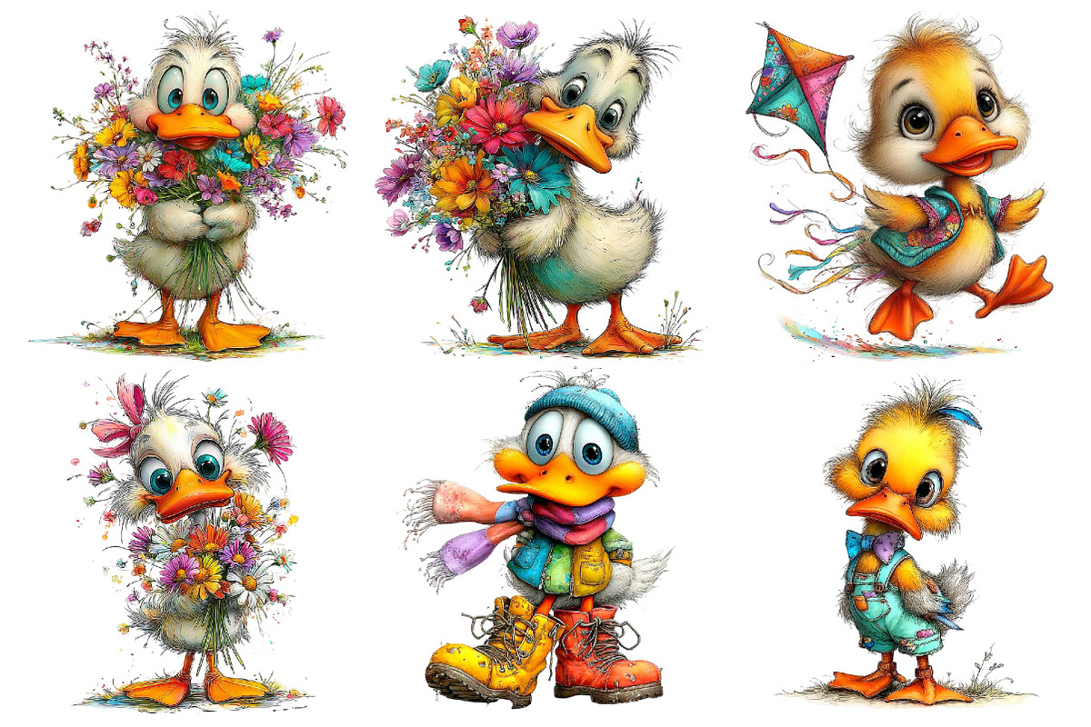 Quirky Duck Watercolor Clipart, an Illustration by DreamPrint404 (Photo 4 of 7)