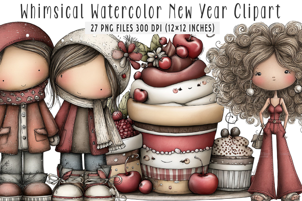Watercolor New Year Clipart, an Illustration by SinaCreation (Photo 8 of 8)