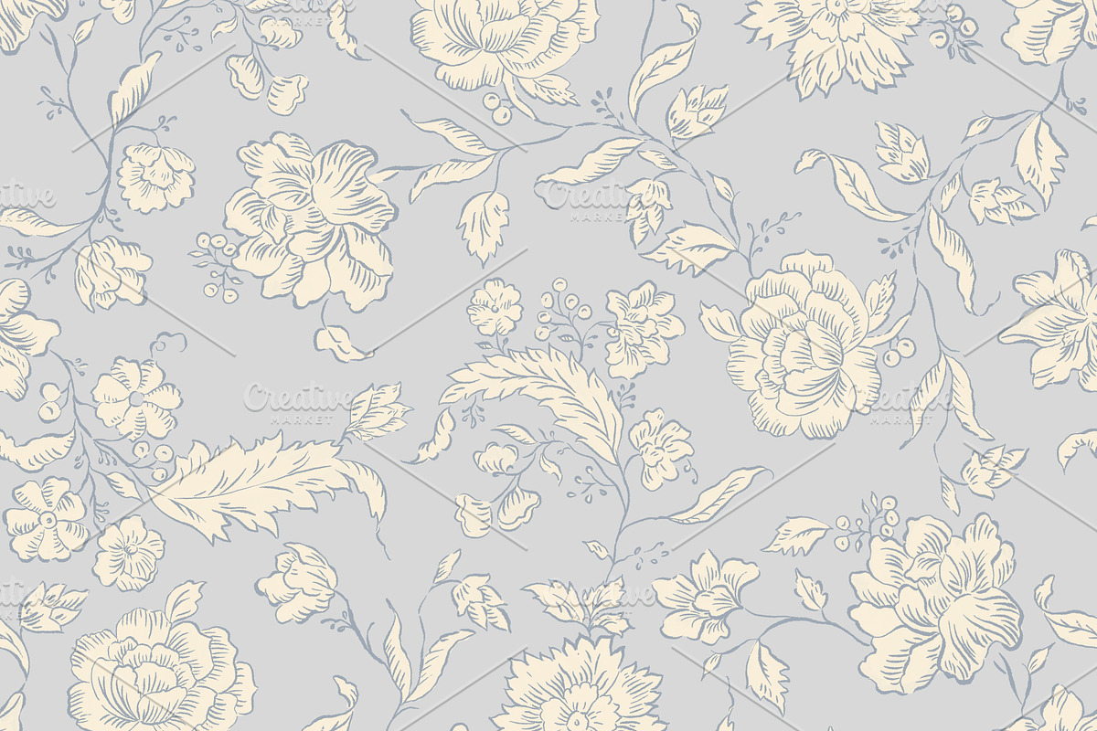 Vintage Light Blue Floral, a Pattern Graphic by Mieken Petra Designs (Photo 3 of 3)