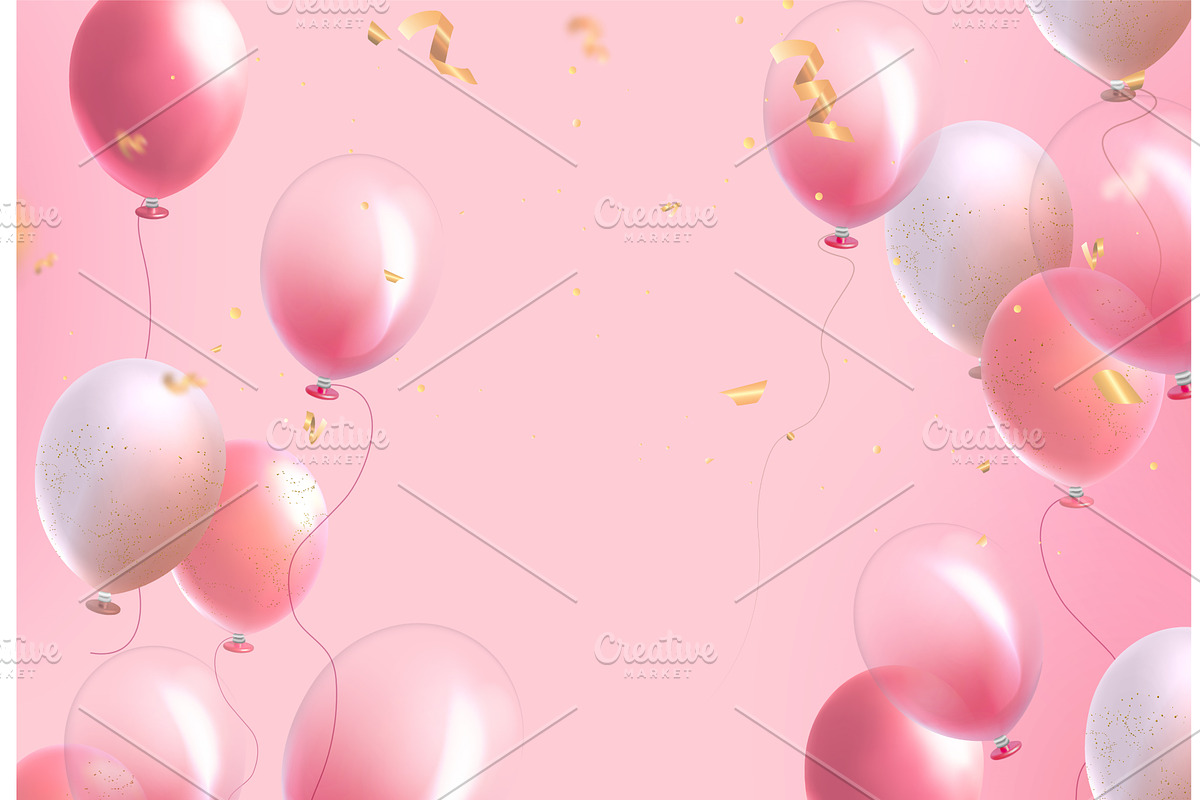 Pink balloon frame on pastel, an Object Illustration by art PVP - market