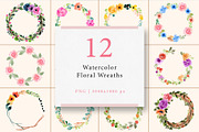 Watercolor Floral Wreaths, a Decorative Illustration by wulano (Thumbnail 1 of 4)
