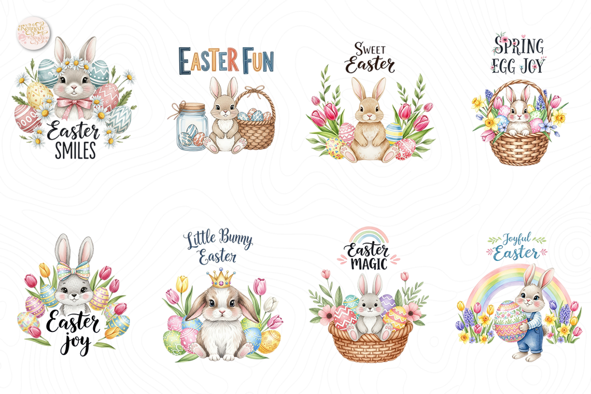 Watercolor Easter Bunny PNG Clipart., an Animal Illustration by KennedyStudio (Photo 2 of 5)