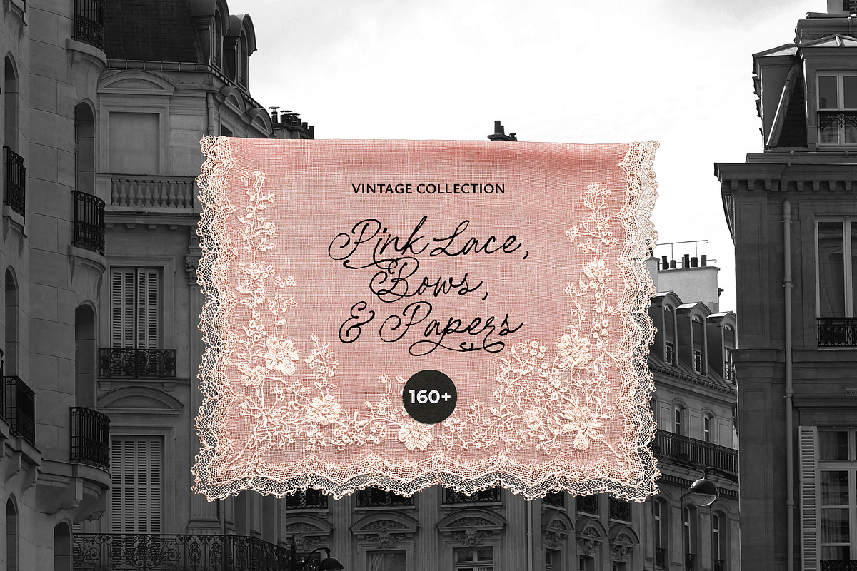 Vintage Pink Lace, Bows & Papers, an Object Graphic by Lana Elanor (Photo 2 of 15)