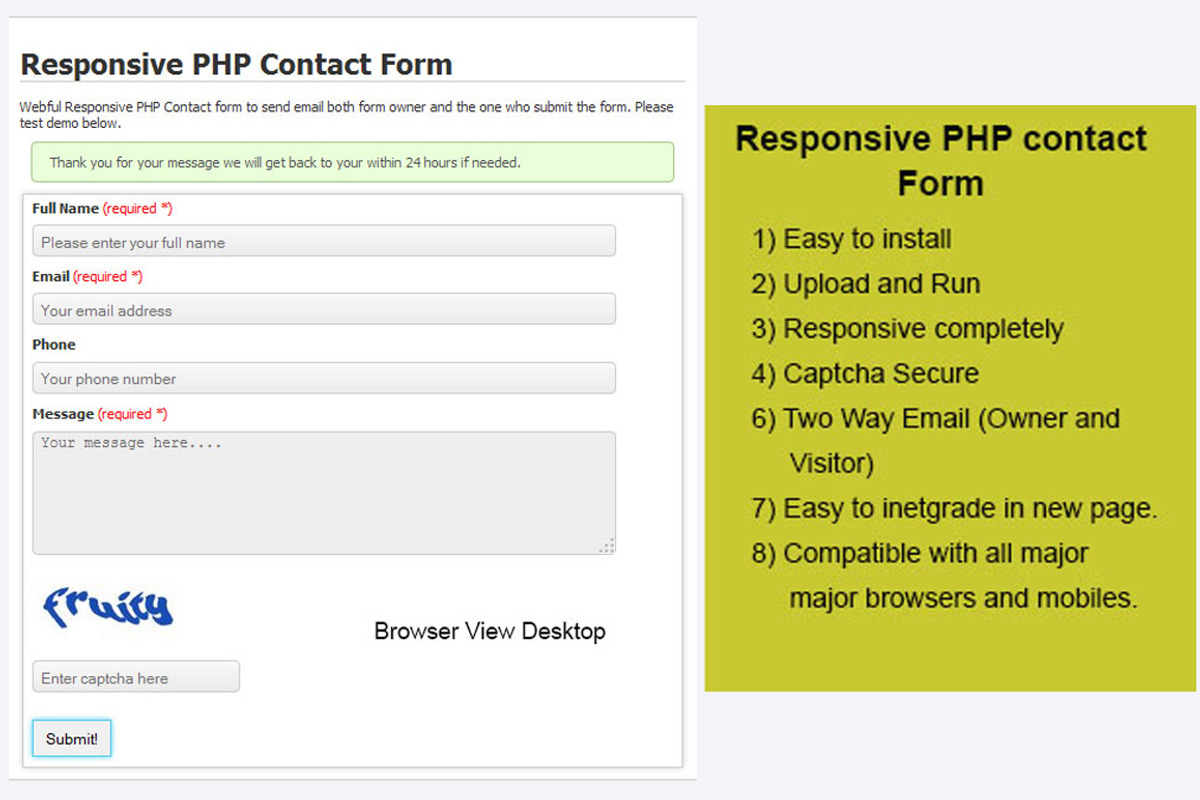 Responsive PHP Contact Form, a HTML Template by Design Master