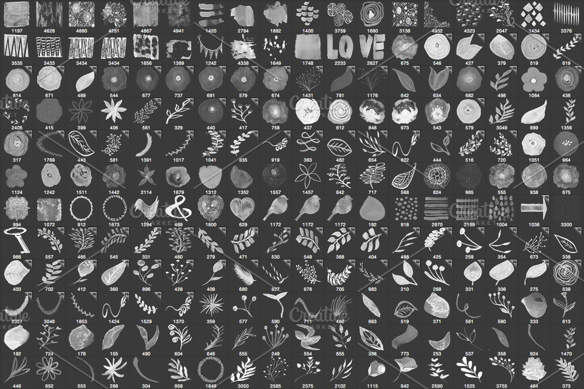 548 Photoshop Brushes Bundle CU, a Brush Add-On by Li Zamperini (Photo 2 of 3)