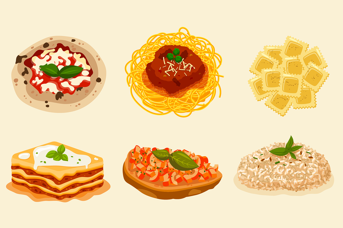 Italian Cuisine Food Illustrations, a Food Illustration by ThePixelLibrary (Photo 2 of 7)