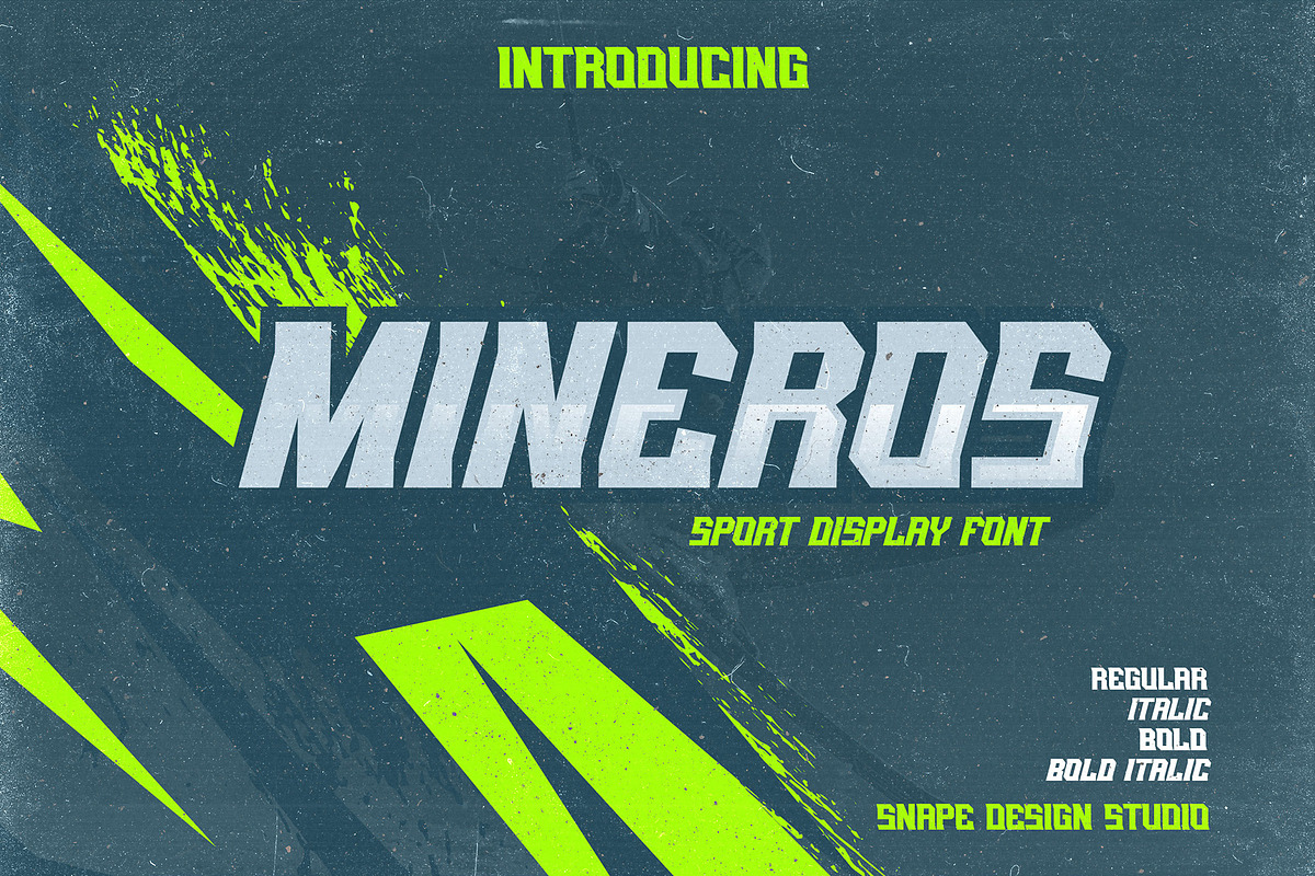 Mineros - Sport Font, a Sans Serif Font by Snape Design Studio (Photo 1 of 5)