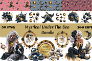 Dark Siren Gothic Mermaid Bundle, a Decorative Illustration by InkyQueenArt (Thumbnail 1 of 9)