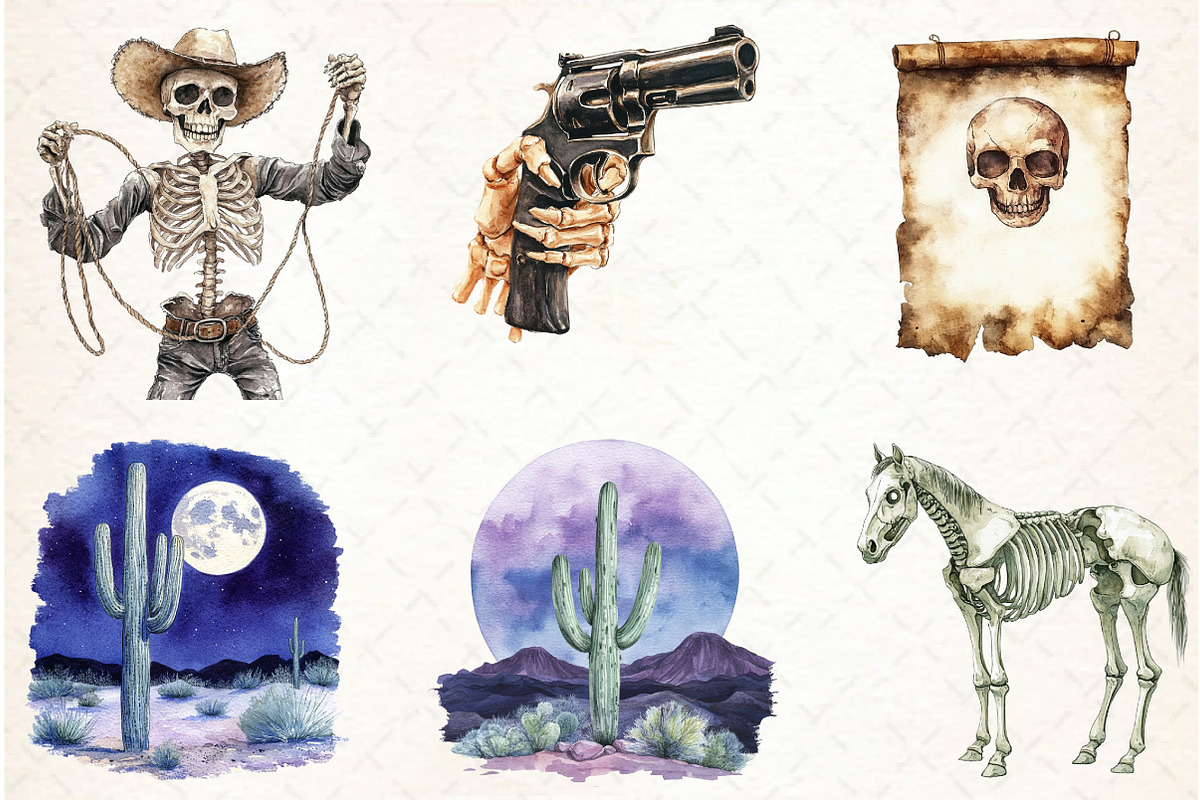 Watercolor Western Gothic Clipart, a Graphic by Libby Wishes (Photo 2 of 4)
