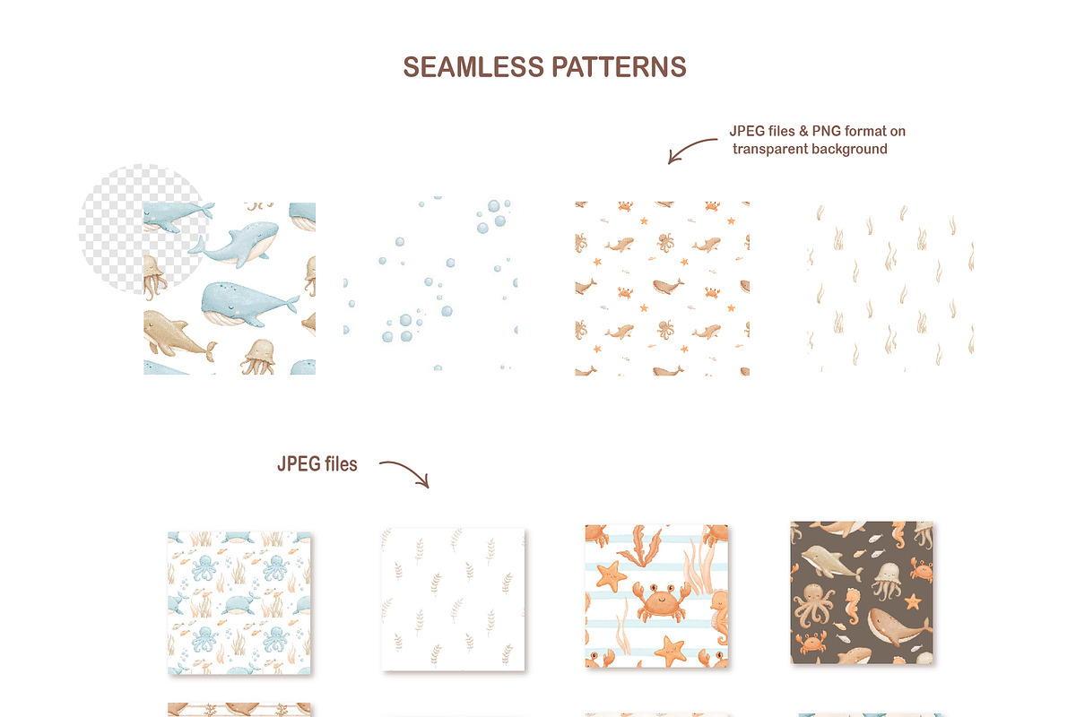Watercolor Sea Animals Clipart, an Animal Illustration by ElenaPlatovaArt (Photo 6 of 13)