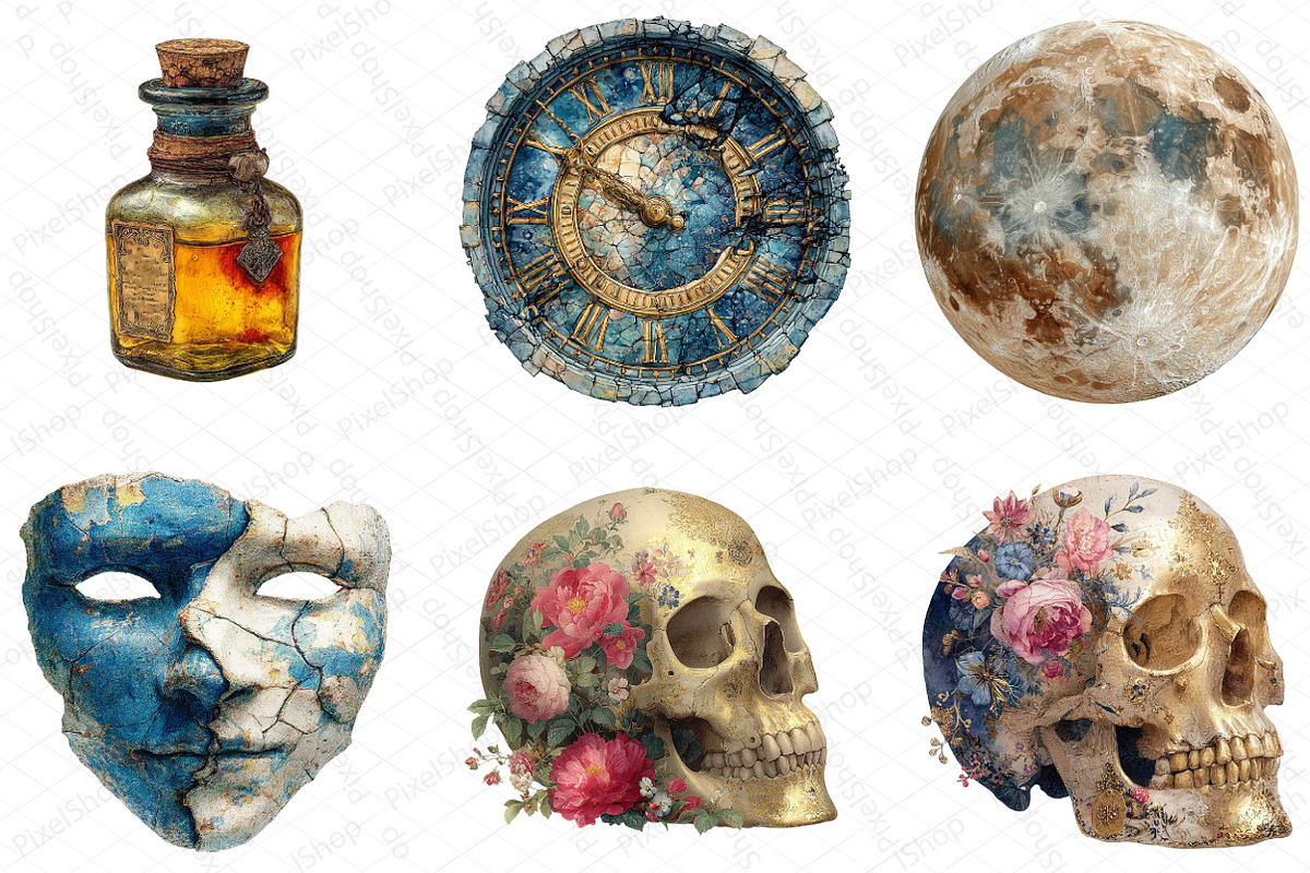 Antique Halloween Clipart, an Illustration by DreamPrint404 (Photo 4 of 5)