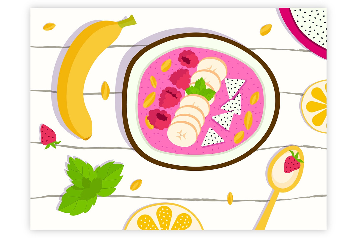 Smoothie bowl illustration, a Food Illustration by Yummy art (Photo 3 of 3)