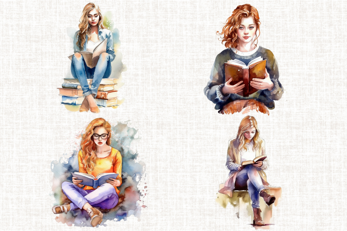 Watercolor Bookworm Clipart, a Person Illustration by Mash Mash Stickers (Photo 6 of 9)