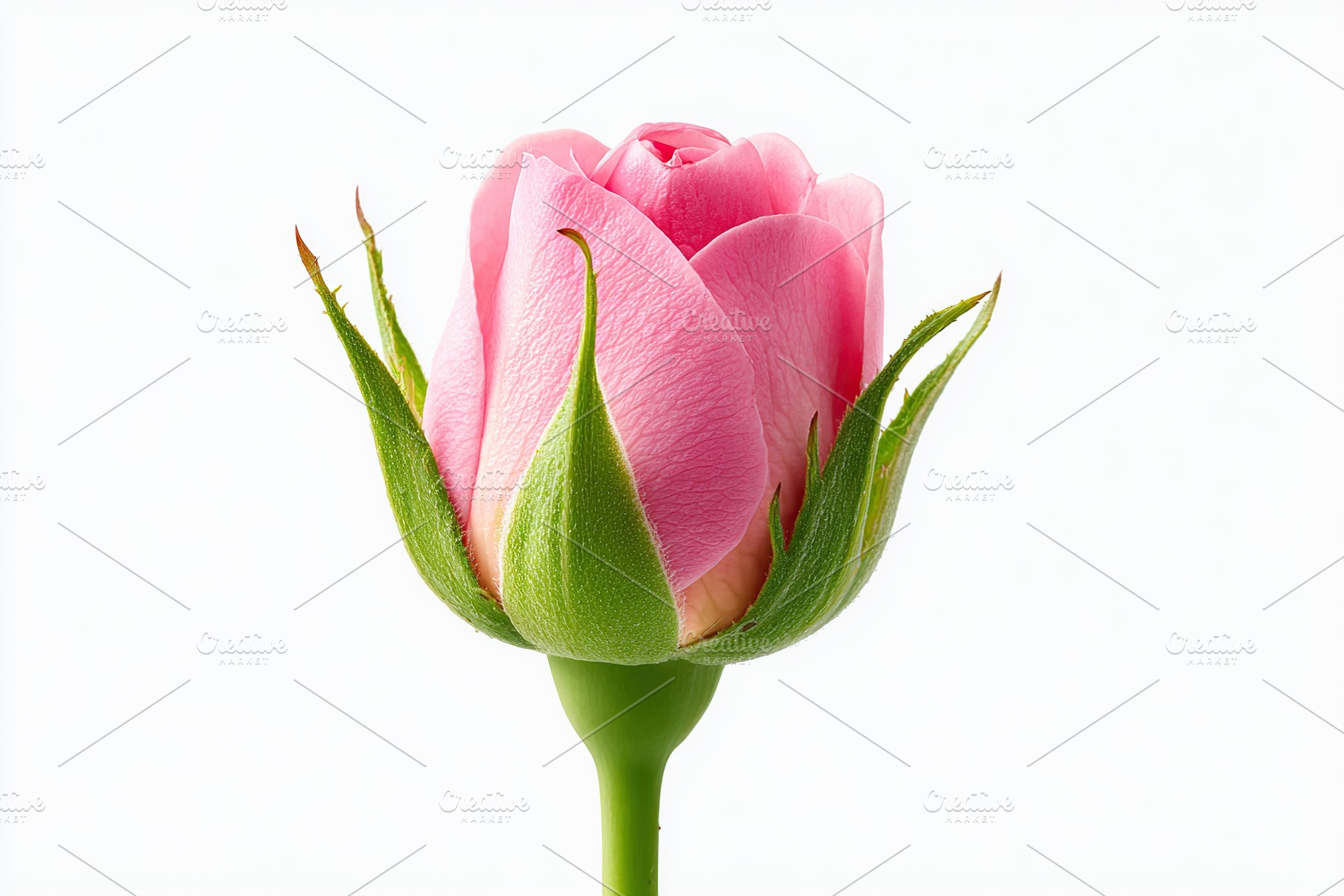 Beautiful pink rose bud standing gracefully against a light background, a Nature Photo by AlyaAnd