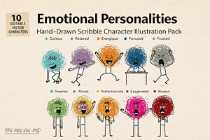 Emotional Personalities – Hand-Drawn, a Person Illustration by 3d_model_tifotizi