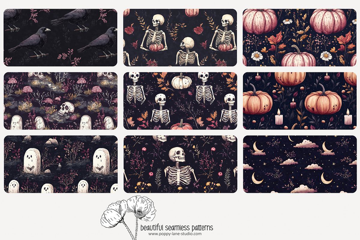 70 purple Halloween seamless pattern, a Pattern Graphic by Poppy Lane Studio (Photo 5 of 10)
