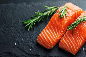 Fresh raw salmon fillets banner, a Food & Drink Photo by MistyDay