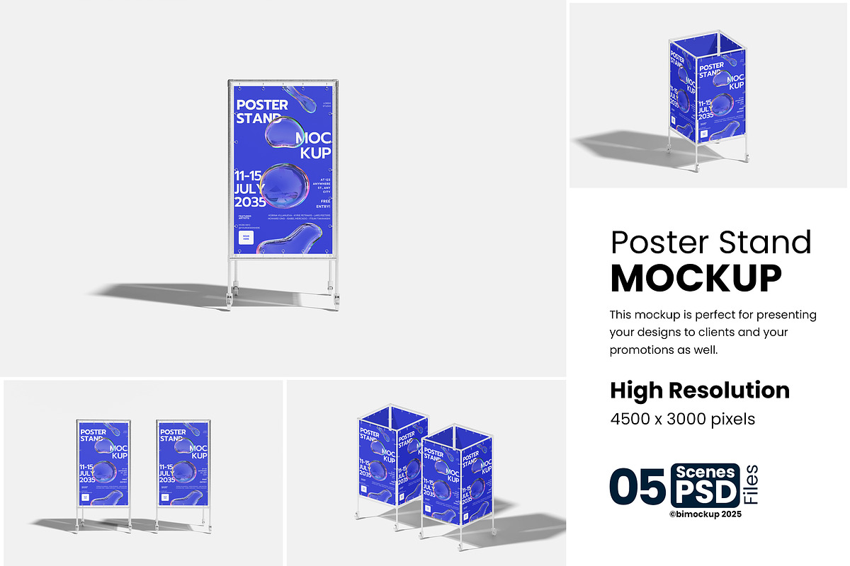 Poster Stand Mockup, a Product Mockup by bimockup (Photo 1 of 6)