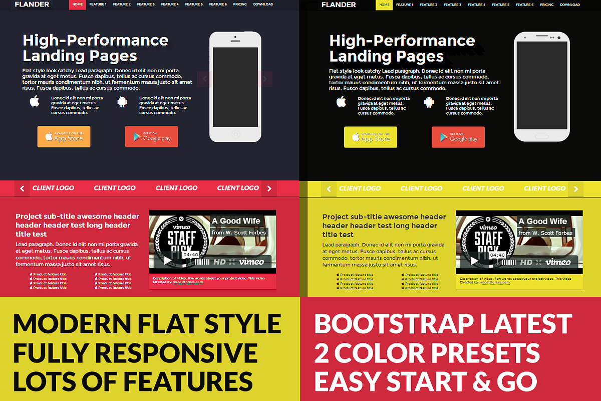 FLANDER flat responsive landing page, a Landing Page Template by Bootstraptor (Photo 2 of 5)