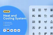 Heat and Cooling System Icon Set, an Outline Icon by Nathaya Studio (Thumbnail 1 of 2)