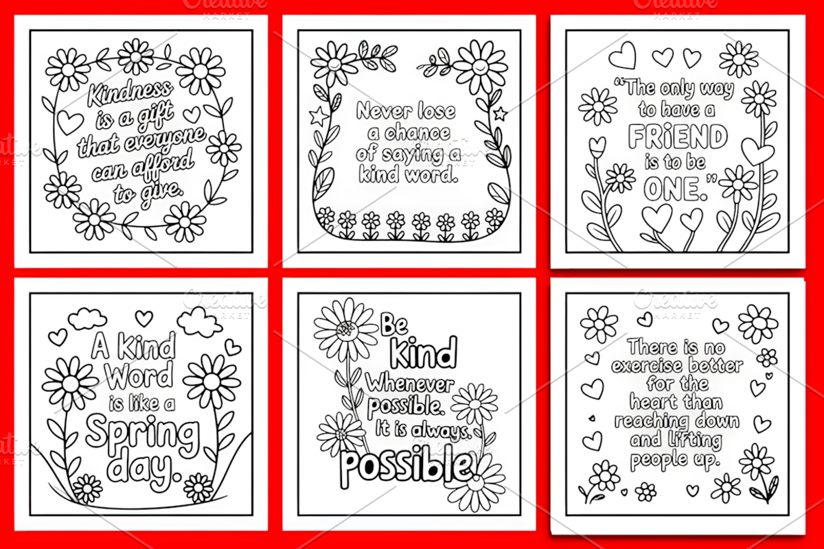 Kindness Quotes Coloring Book, a Decorative Illustration by Design Station (Photo 2 of 5)