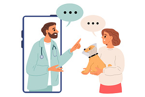 Male veterinarian on smartphone, a Healthcare Illustration by Vectorbuum