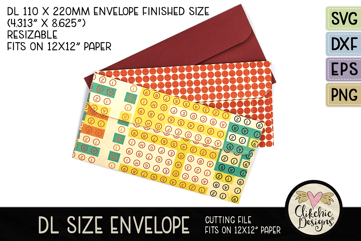 Slimline DL Envelope SVG Cut File, an Invitation Template by Clikchic Designs (Photo 1 of 4)