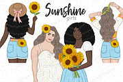 Sunshine Girls Clipart, a Person Illustration by GlamArtZhanna (Thumbnail 1 of 5)