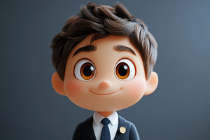 Young boy in formal attire smiling a, a Photo by Tanuart
