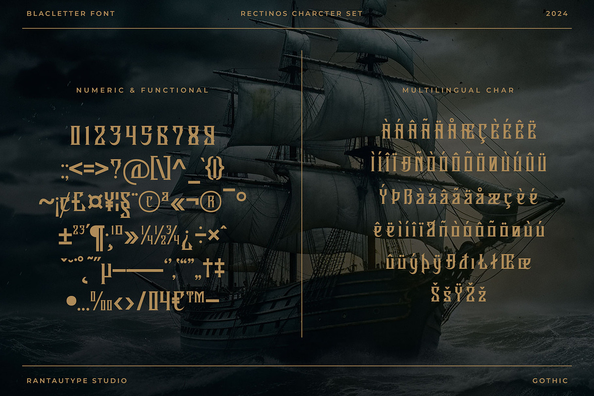 Rectinos A Blackletter Font, a Blackletter Font by RantautypeStudio (Photo 15 of 15)