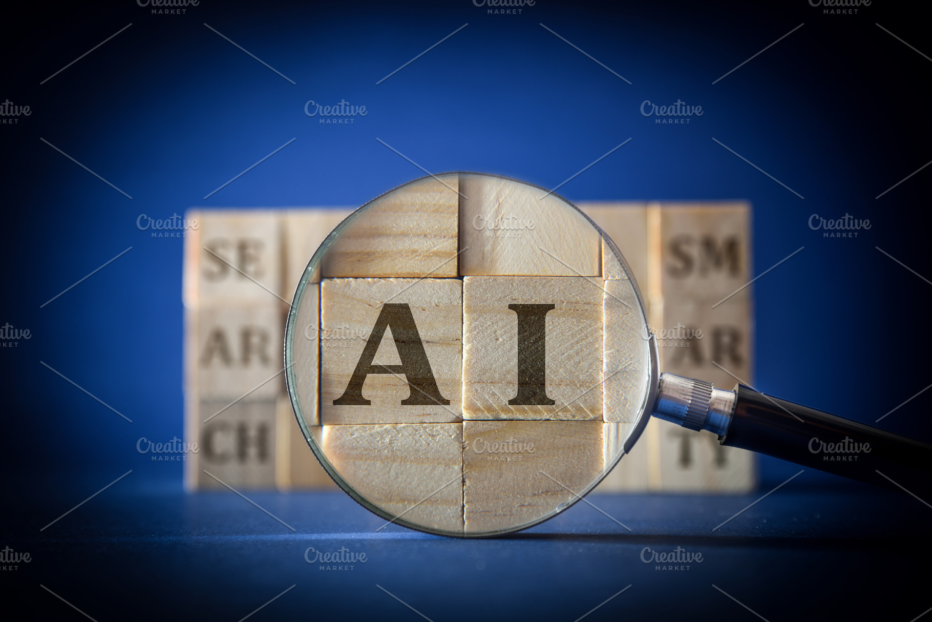 AI Concept Under Magnifying Glass, a Business Photo by Davizro's Market